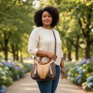 OrYany Tri Color Tan, Brown, & White Hobo Crossbody Bag